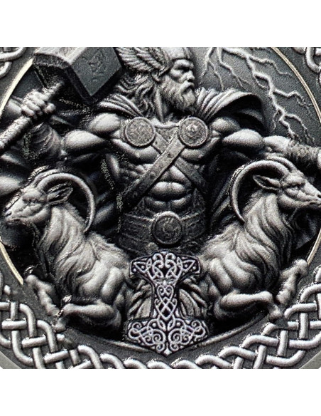 Moneda Conmemorativa Vikinga Thor con Soporte y Tarjeta