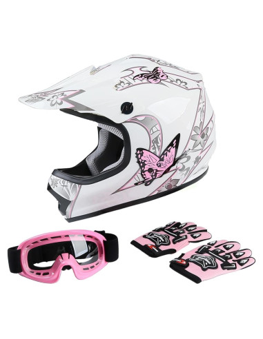 Casco Integral TCT-MOTORPARTS Niños ATV Rosa Mediano