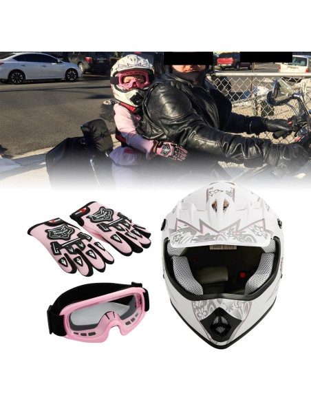 Casco Integral TCT-MOTORPARTS Niños ATV Rosa Mediano