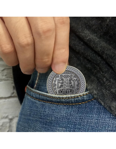 Moneda Conmemorativa Vikinga Thor con Soporte y Tarjeta