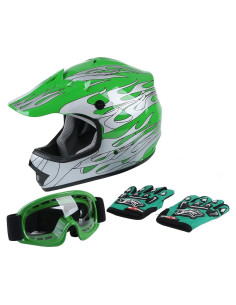 Casco Motocicleta XFMT TCMT Niños Verde Llama Grande