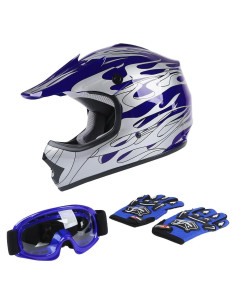 Casco Integral TCT-MOTORPARTS Niños ATV Llama Azul Grande
