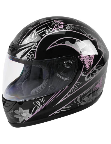 Casco TCMT Full Face Mariposa Rosa Blanca Adulto 59-60 cm