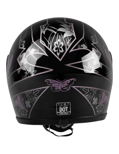 Casco TCMT Full Face Mariposa Rosa Blanca Adulto 59-60 cm