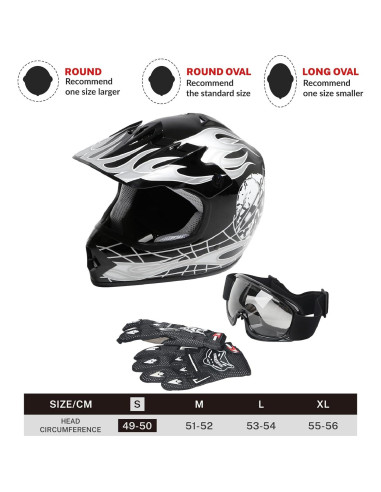Casco Integral TCT-MOTORPARTS Niños Motocross Calavera Negra