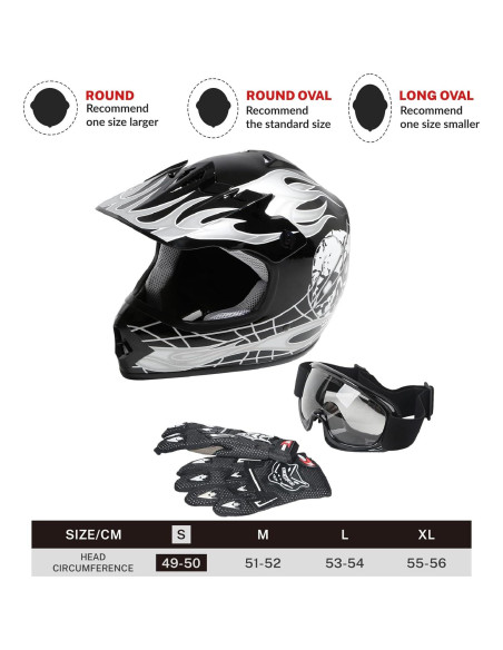 Casco Integral TCT-MOTORPARTS Niños Motocross Calavera Negra