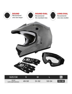 Casco de Motocross TCT-MOTORPARTS X-Large Niños Fibra Carbono 2