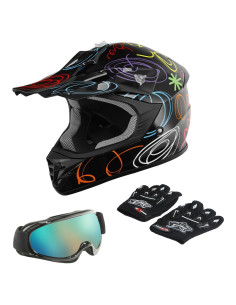 Casco de Motocross TCT-MOTORPARTS Niños Mediano Negro Graffiti