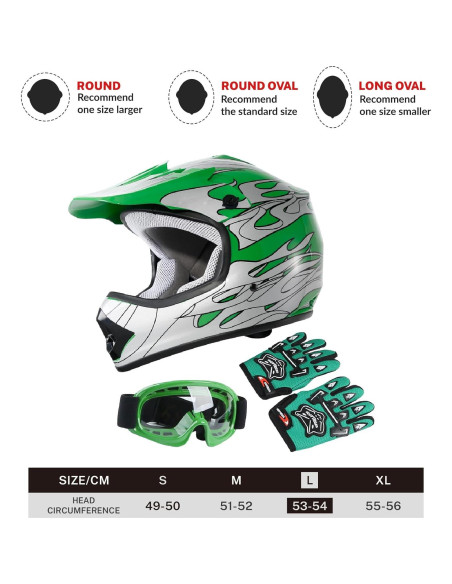 Casco Integral TCT-MOTORPARTS Niños ATV Grande Llama Verde