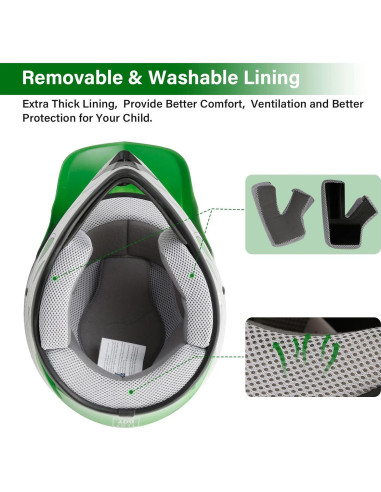 Casco Integral TCT-MOTORPARTS Niños ATV Grande Llama Verde