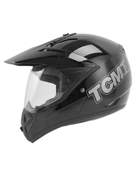Casco de Motocicleta TCT-MOTORPARTS Grande Negro Doble Visera