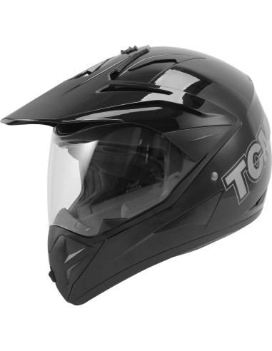 Casco de Motocicleta TCT-MOTORPARTS Grande Negro Doble Visera