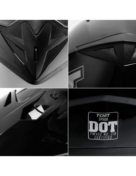 Casco de Motocicleta TCT-MOTORPARTS Grande Negro Doble Visera