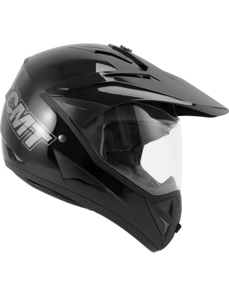 Casco de Motocicleta TCT-MOTORPARTS Grande Negro Doble Visera