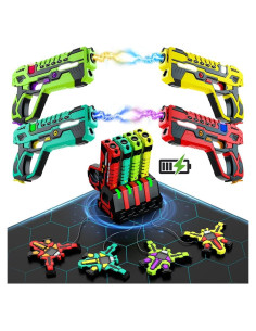 Conjunto de 4 Pistolas Láser Recargables VATOS con Chalecos