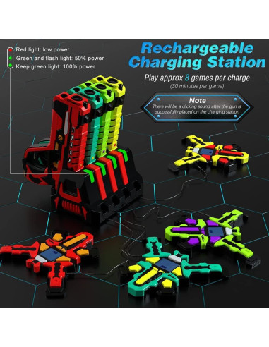 Conjunto de 4 Pistolas Láser Recargables VATOS con Chalecos