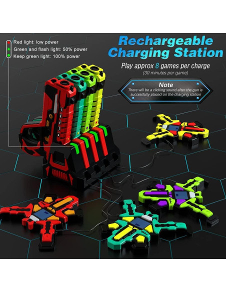 Conjunto de 4 Pistolas Láser Recargables VATOS con Chalecos