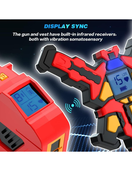 Conjunto de 4 Pistolas Láser Recargables VATOS con Chalecos