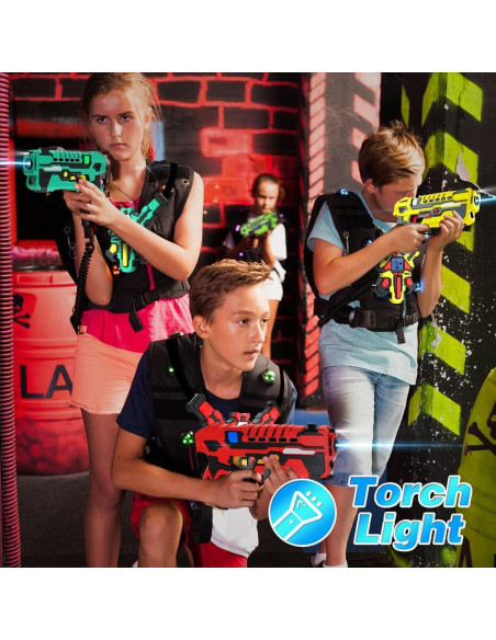 Conjunto de 4 Pistolas Láser Recargables VATOS con Chalecos