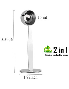 Cucharada Medidora de Café Espresso LOVPLAY 2-en-1 Acero Inoxidable 2