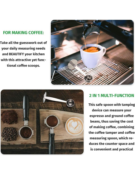 Cucharada Medidora de Café Espresso LOVPLAY 2-en-1 Acero Inoxidable