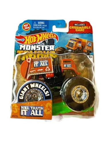Hot Wheels Monster Trucks Will Trash It All - Coche Aplastable