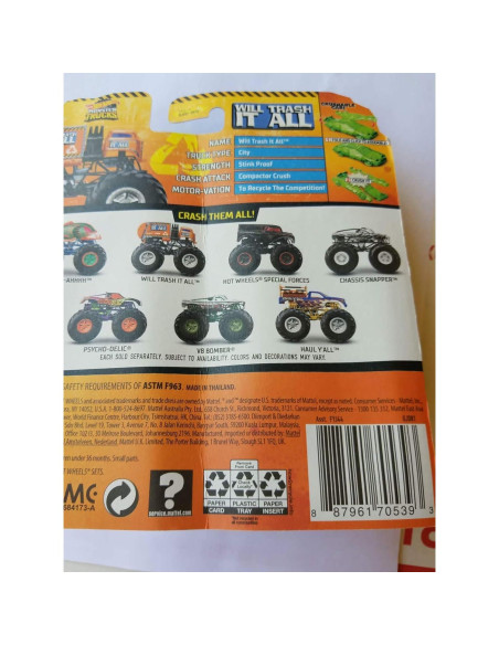 Hot Wheels Monster Trucks Will Trash It All - Coche Aplastable