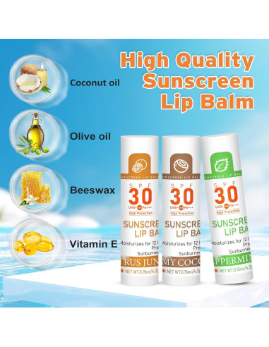 Bálsamo Labial SPF 30 VISRIE - Paquete de 16 Tubos Hidratantes