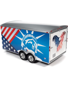 Remolque Cerrado Diecast Muscle Americano 1:18 Rojo-Blanco-Azul 2