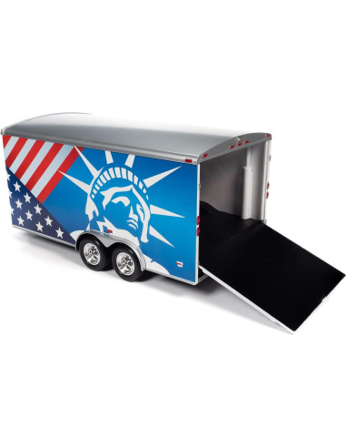 Remolque Cerrado Diecast Muscle Americano 1:18 Rojo-Blanco-Azul