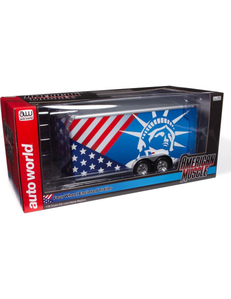 Remolque Cerrado Diecast Muscle Americano 1:18 Rojo-Blanco-Azul