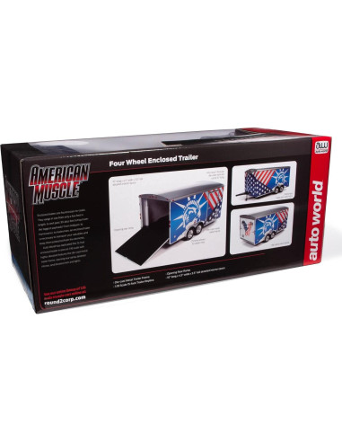 Remolque Cerrado Diecast Muscle Americano 1:18 Rojo-Blanco-Azul