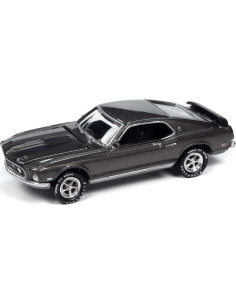 Coche Diecast 1969 Mach I Johnny Lightning 1/64 Gris Metálico 2