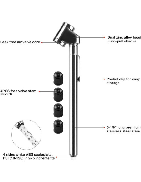 Medidor de Presión de Neumáticos CZC AUTO 10-120 PSI Mecánico