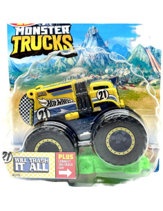 Camión Monster Trucks Hot Wheels 1:64 Amarillo/Azul 2