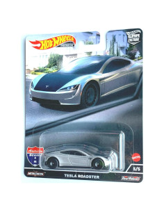 DieCast Hot Wheels Tesla Roadster Plata 1:64 Coleccionable