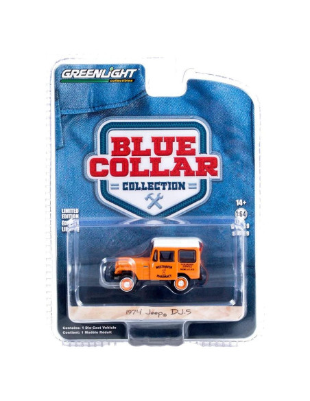 Coche Diecast 1/64 Greenlight 1974 DJ-5 Naranja Techo Blanco