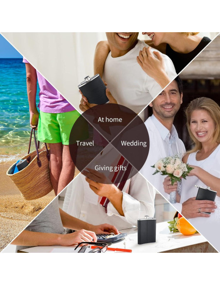 Frasco de Licor 8Oz Rachan Cuero Negro con Bandera Americana