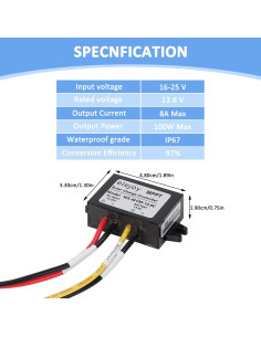 Controlador de Carga Solar MPPT 8A 13.8V ELEJOY IP67 2
