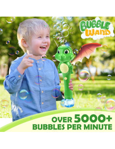 Varita de Burbujas Dinosaurio Chridark Verde 27 cm para Niños 2