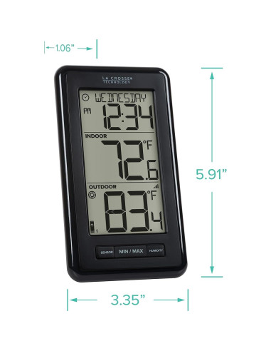 Termómetro Digital Inalámbrico La Crosse Negro con Humedad