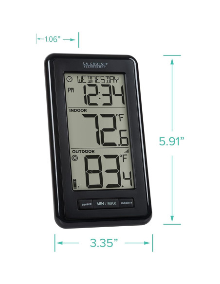 Termómetro Digital Inalámbrico La Crosse Negro con Humedad