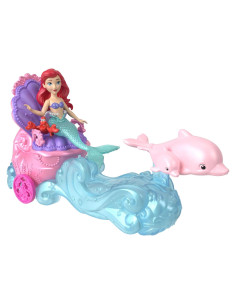 Muñeca Sirena Ariel Mattel con Carro Rodante y Sebastián 8.89 cm