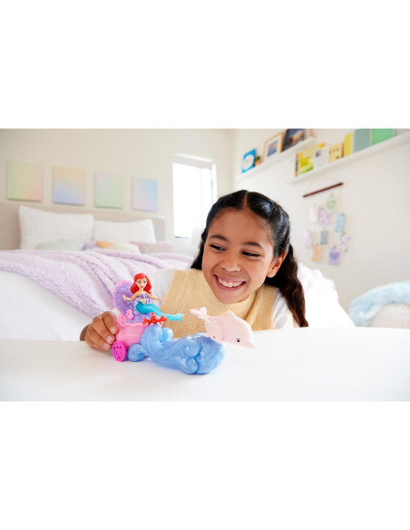 Muñeca Sirena Ariel Mattel con Carro Rodante y Sebastián 8.89 cm