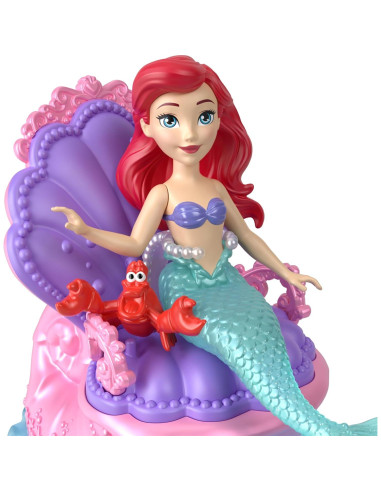 Muñeca Sirena Ariel Mattel con Carro Rodante y Sebastián 8.89 cm