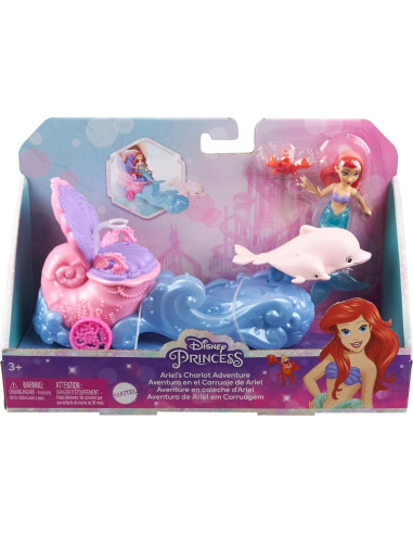 Muñeca Sirena Ariel Mattel con Carro Rodante y Sebastián 8.89 cm