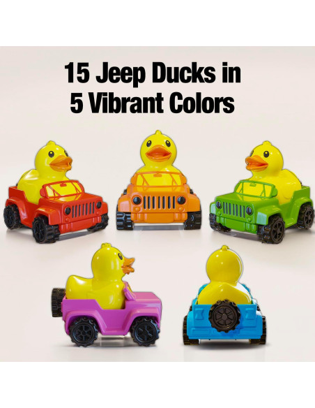 15 Patos de Goma Jeep Pelto - 7.1 cm - Colores Vibrantes