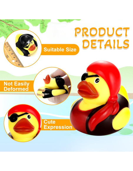 24 Patos de Goma Pirata Lewtemi para Fiesta y Baño