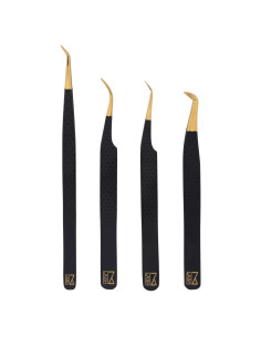 Pinzas M LASH para Extensiones de Pestañas - Juego de 4 - Acero Japonés