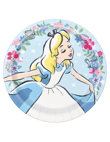 Platos de Papel Redondos Disney Alicia 23 cm - Paquete de 8